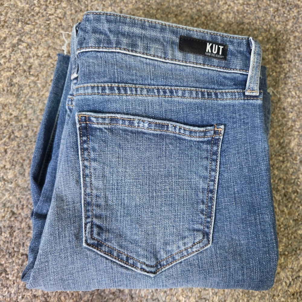 Kut from the Kloth‎ Sophie High Rise Bermuda Denim Shorts Blue Size 8 Raw Hem